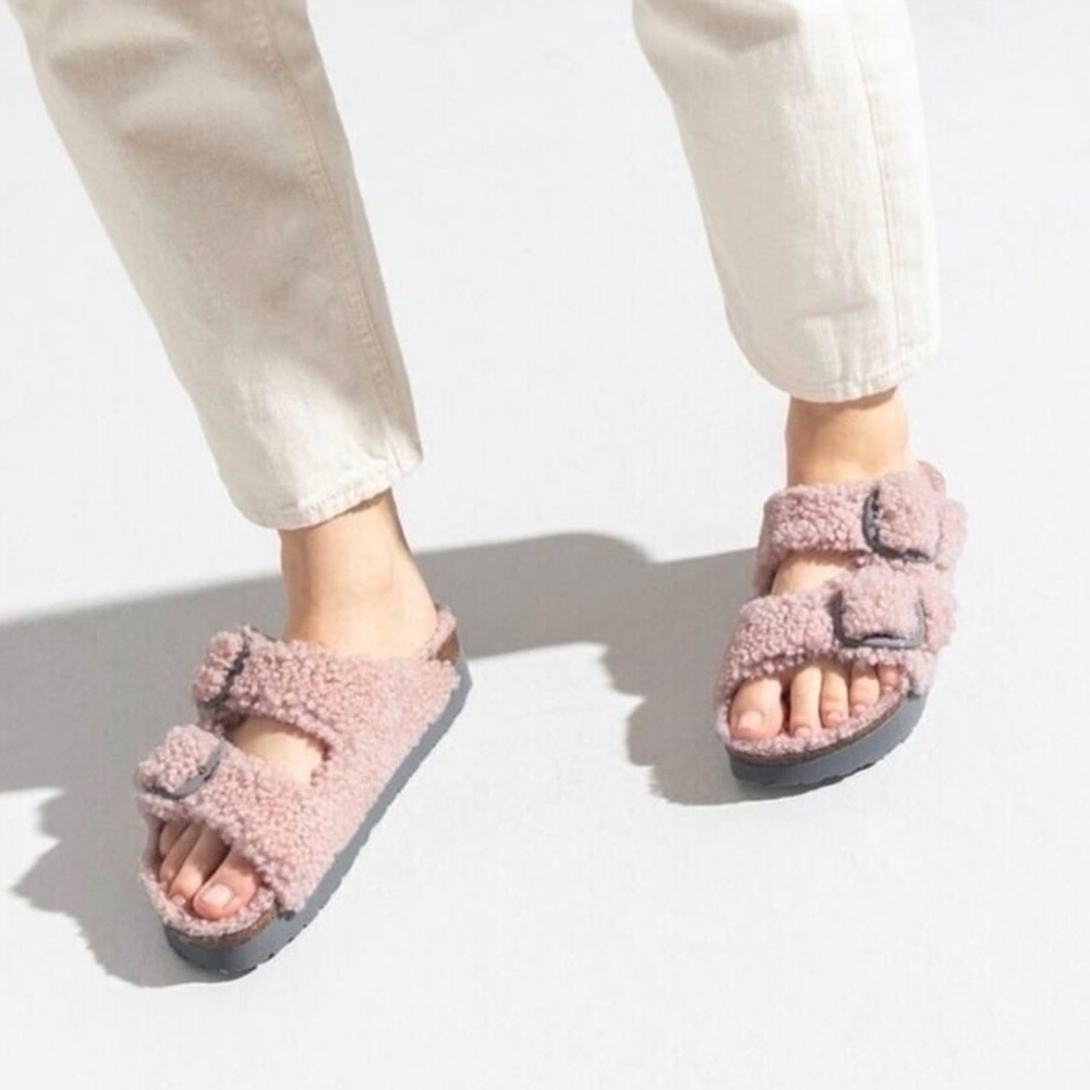 Birkenstock Papillio platform Pink fuzzy sandal